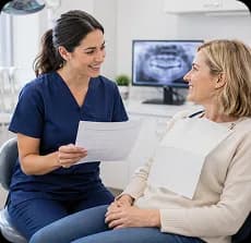 Practitioner reviewing coverage with a patient